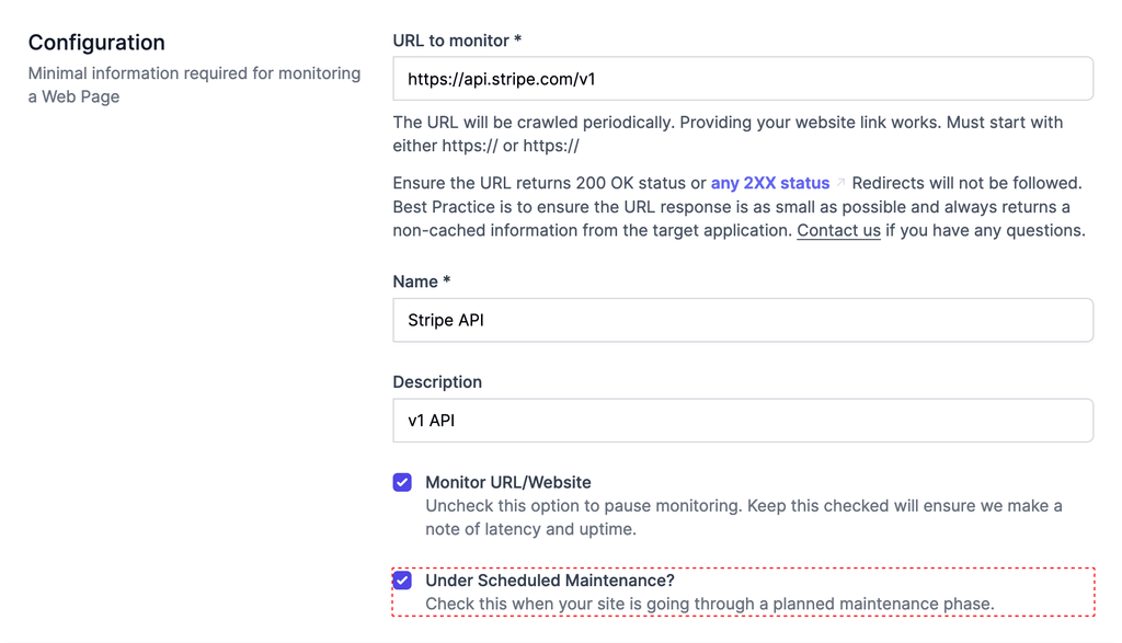 Scheduled Maintenance Setting