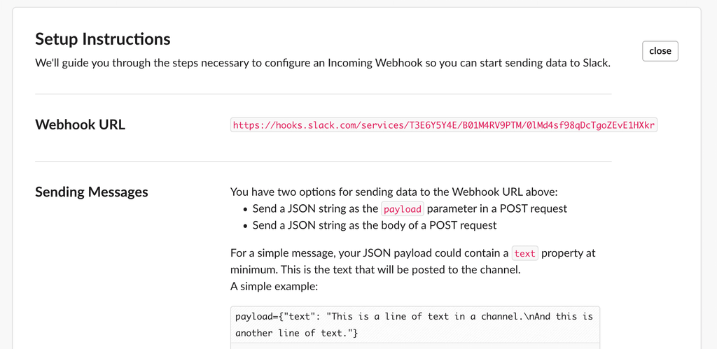 Slack Copy Webhook URL